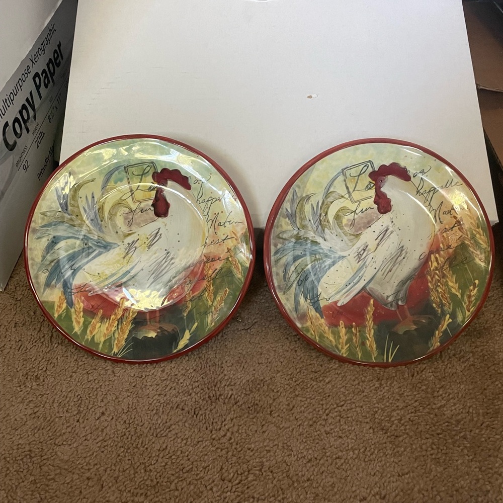 Susan Winget chicken plates set of 2.